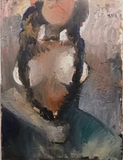 Figure Oil Painting Gothic Cubism Boudoir 18"x24" Canvas Original Signed