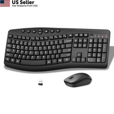 Wireless Keyboard and Mouse Combo, 2.4G Quiet Ergonomic Curved Keys Black