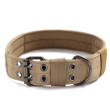 Dog Collar Wide Heavy Duty Nylon All Dog Breed Collar With Metal Buckle, Brown