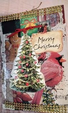 Christmas Themed Hard Back JUNK JOURNAL Scrapbook Junk Journal NEW