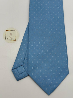 E.Marinella Silk Tie Blue Geometric Pattern Classic Made in Italy
