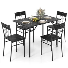 5PCS Dining Table Set for 4 Rectangular Kitchen Table & 4 Chairs w/ Metal Frame