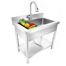 29.5" Stainless Steel Commercial Utility Sink,Single Bowl Freestanding Sink