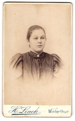 Fotografie H. Linck, Winterthur, St. Georgenstraße, Fräulein im Puffärmelkleid 
