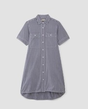 Everlane The Daytripper Shirt Dress Womens Cotton High Low Hem Striped C Medium