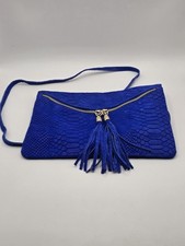 Genuine Leather Made In Italy Envelope Style Clutch Bag Snake Skin Embossed