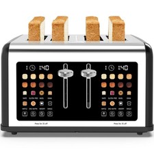 4 Slice Toaster Touch Screen, Stainless Steel Toasters Digital Timer, Dual Co...