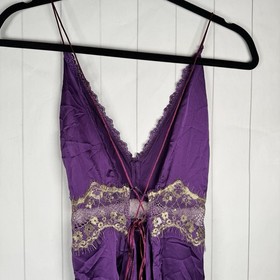 Dreamgirl Lingerie Romper Purple Satin & Lace Corset Lace Up Romantic Sexy XL