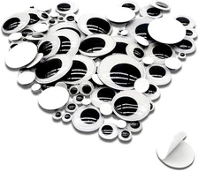 100pcs Black Wiggle Googly Eyes 6mm to 35mm Self Adhesive White Eyes Sticker Mix