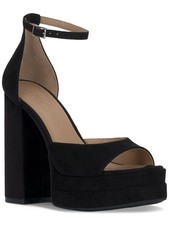 INC Womens Black 1-1/2" Platform Arya Square Toe Block Heel Heeled Sandal 6.5 M