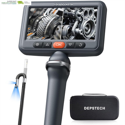 Dual Lens Borescope Camera with Light, Two-Way Articulating Borescope, 5'' IPS Du