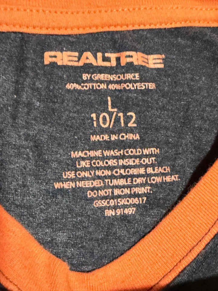 Realtree By Green Source Boy's Large 10/12  Long Sleeve T Shirt Orange Sleeves - Image 3 of 4