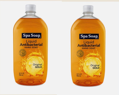 Spa Soap Antibacterial Hand Soap 32oz Original Gold Refill Bottles Lot of 2 Bulk