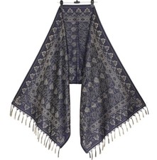 Long Stole Indian Art Silk Woven Banarasi Soft Dupatta Dark Blue