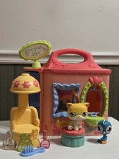 Littlest Pet Shop Purr-Fection Salon LPS Cat #42 #43 Hasbro Parakeet Accessories
