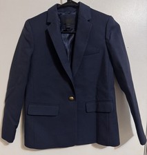 J. Crew Wool Blend Blazer Single Button In Navy Sz 00 Petite Career Office Nwot