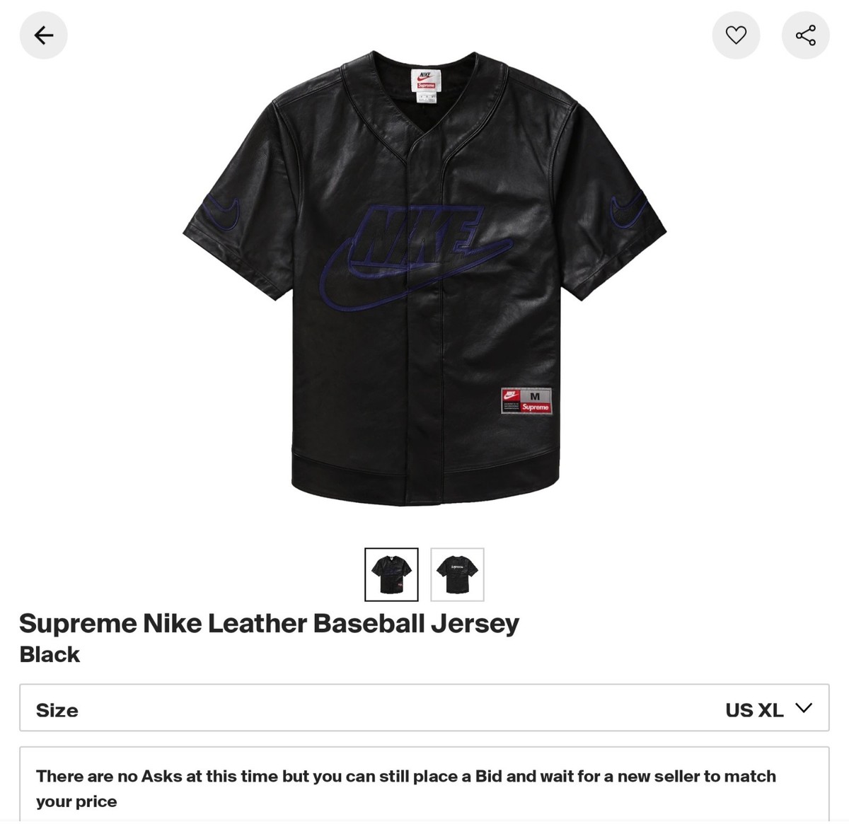 Supreme Nike Leather Baseball Jersey Shirt Red- XL | eBay