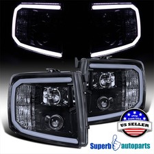 Fits 2007-2014 Silverado 1500 2500 3500 Black Smoke Projector Headlights