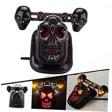 Skull Black Motorcycle Integrated Brake Rear Stop Tail Turn Signal Blinker 