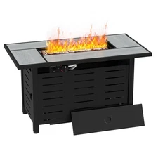 42" Propane Fire Pit Table Ceramic Top, 60000 BTU Outdoor Patio Heater with Lava