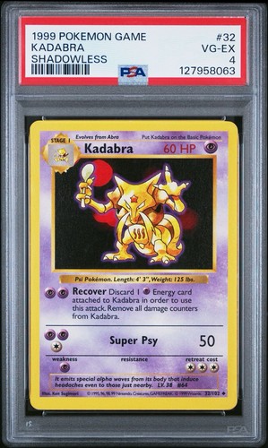 Kadabra (Shadowless) graded PSA 4 for sale on eBay