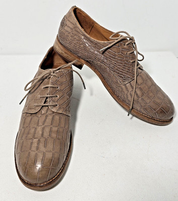 SHABBIES AMSTERDAM Shoes Women's EU 41/US 10.5 Embossed Crocodile Taupe Leather