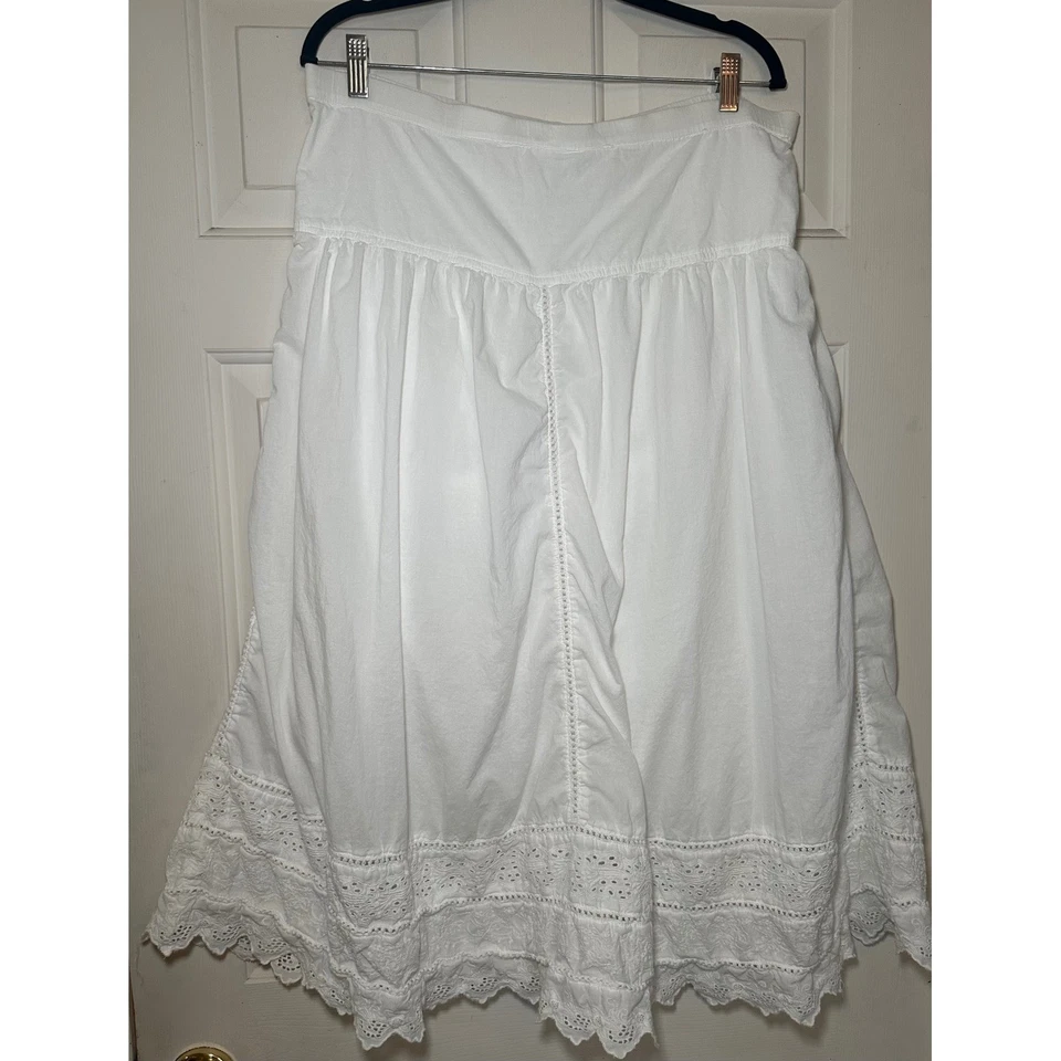 Falda Midi Chicos Blanca Algodón Encaje Recortada Talla 1 Boho Pradera Informal Foto 4 de 4