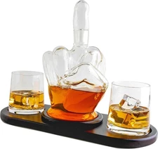 Middle Finger Whiskey Decanter Set With Stones - Wine Container &... 
