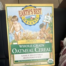 Earth's Best Whole Grain Oatmeal Cereal Organic Iron Fortified No GMOs 8 oz USDA