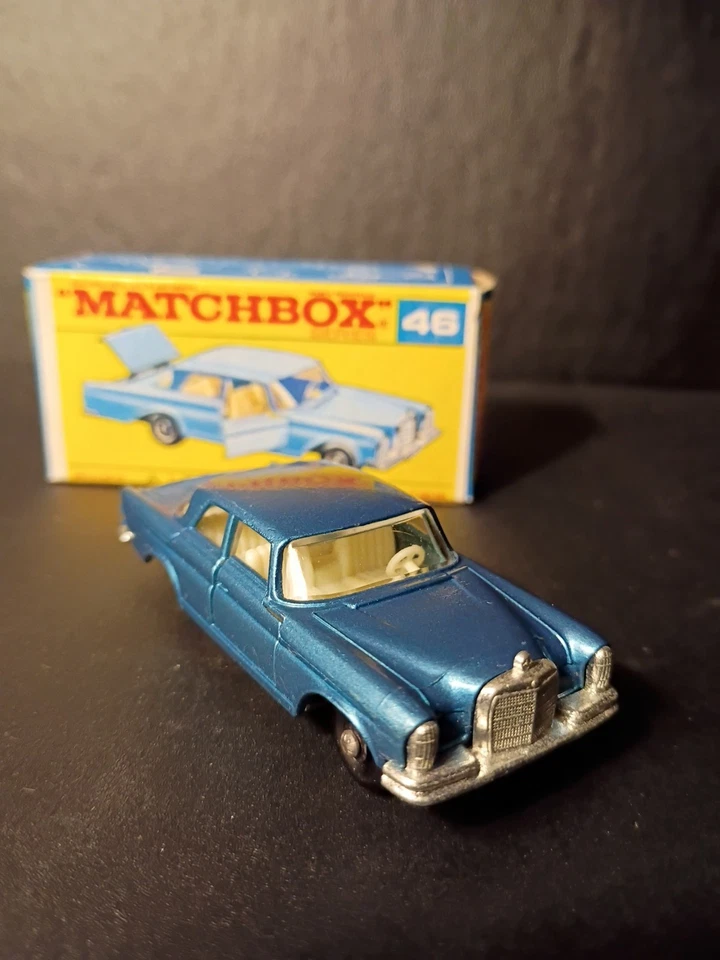 Matchbox #46C Mercedes Benz 300 SE 1968 Blue In Crisp Original F2 Script Box - Image 4 of 4