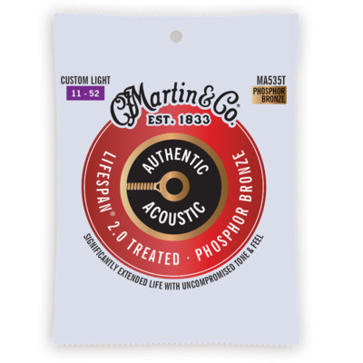 Martin MA535T 11-52 maßgefertigte Light Lifespan 2.0 Akustikgitarrensaiten 1-3 Packungen