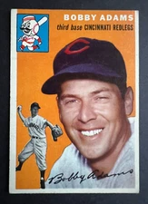 1954 Topps Bobby Adams #123 Cincinnati Redlegs Baseball Card Ships w/ Card Saver