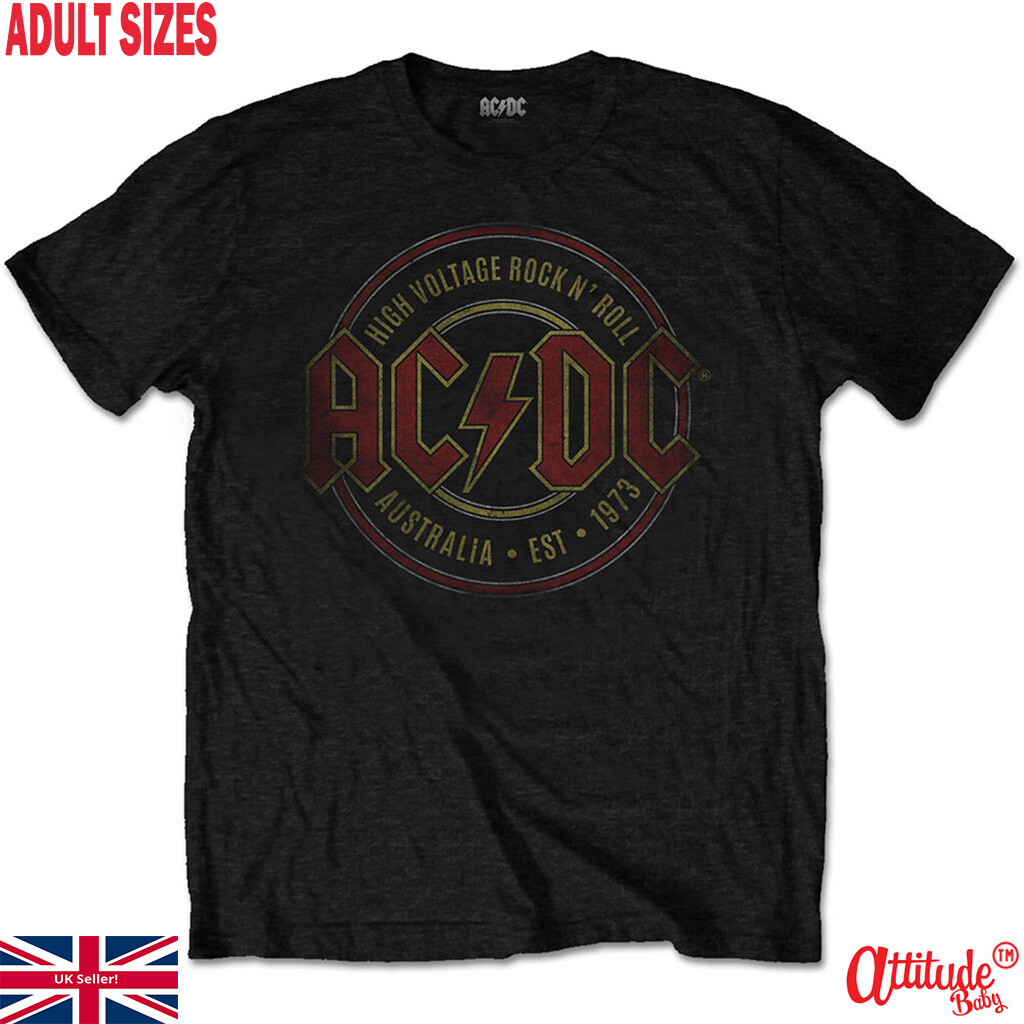 Adult ACDC T Shirt-Unisex-Est 1973-Black ACDC Tee Shirt Official