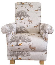 Children's Armchairs Animals Fabric Nursery Kids Chairs Boys Girls Safari Stags