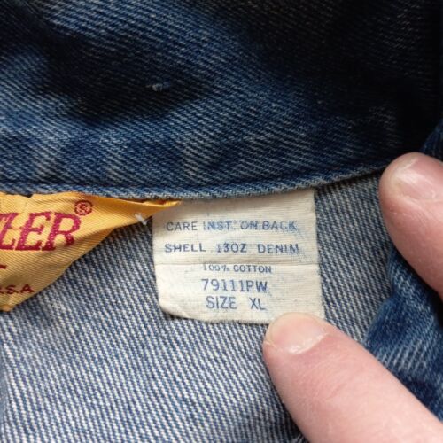 Vintage Rustler Mens XL (pit 24.5") Denim Jeans Jacket (25" length) 100% Cotton - Picture 7 of 8