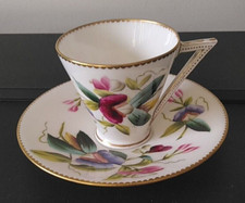 George Jones Hand Painted  ‘Fuchsia’ Pattern Porcelain ‘Tall Chad’ Cup & Saucer