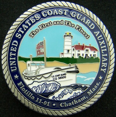 US Coast Guard USCG Auxiliary Flotilla 11-01 Chatham Mass Challenge Coin