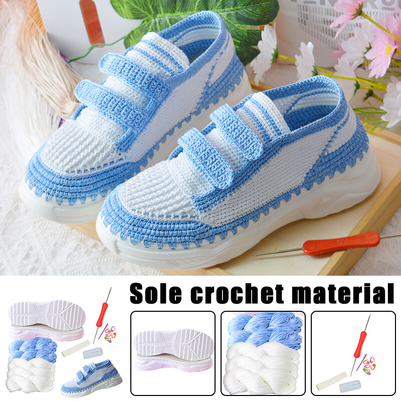 SAOLA 1 set ciabatte scarpe estive fai da te con gancio tessuto a mano suola in gomma materiali all'uncinetto