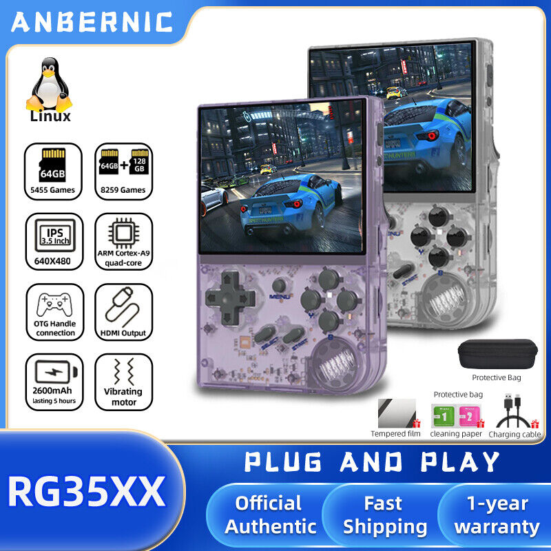 ANBERNIC New RG35XX Retro Handheld Game Console 3.5 Inch Linux System Gift