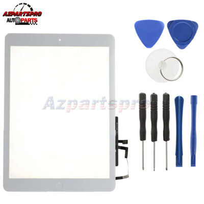 White Touch Digitizer Glass Screen +Home Button+Tool For iPad Air 1st Generation