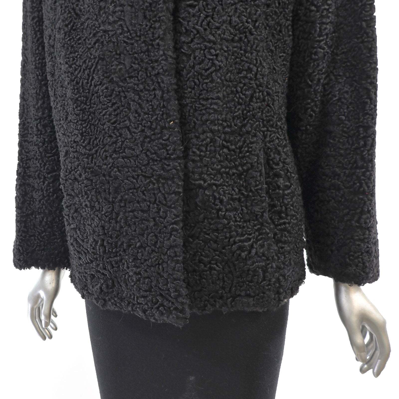 New Genuine Women Classic Style Astrakhan Fur Coat In Black Handmade Jacket New image 6