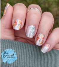 Color Street Nail Polish Strips Citrus Spritz White Frost Fruit Design EXCLUSIVE