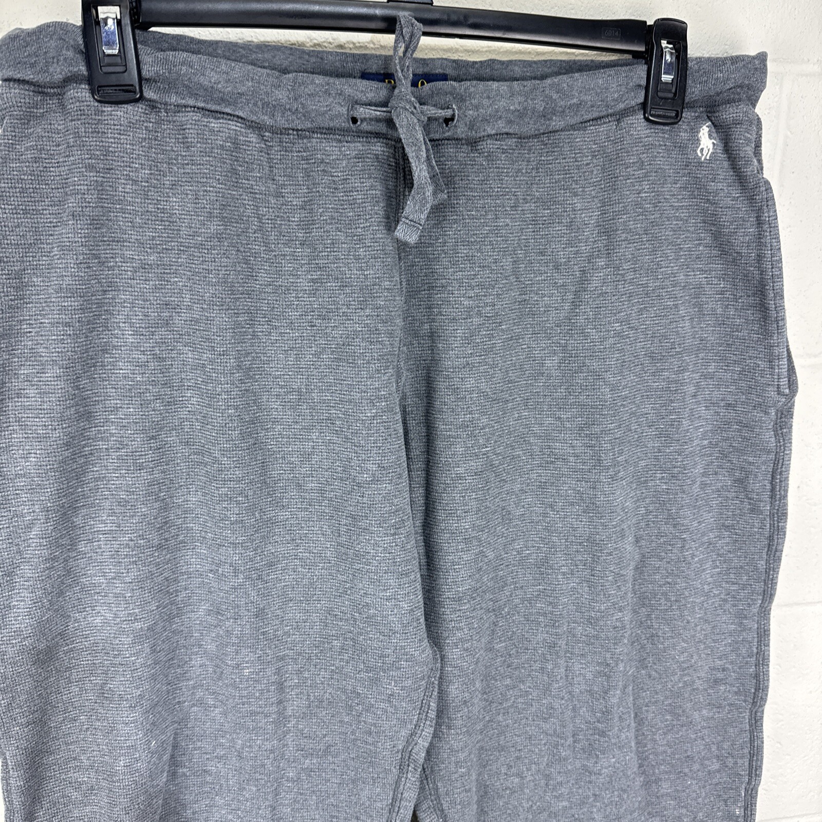 PONY Polo Ralph Lauren Waffle Maglia Pantaloni Felpa Da Uomo Taglia Large Grigi Pigia Termici Pigiama