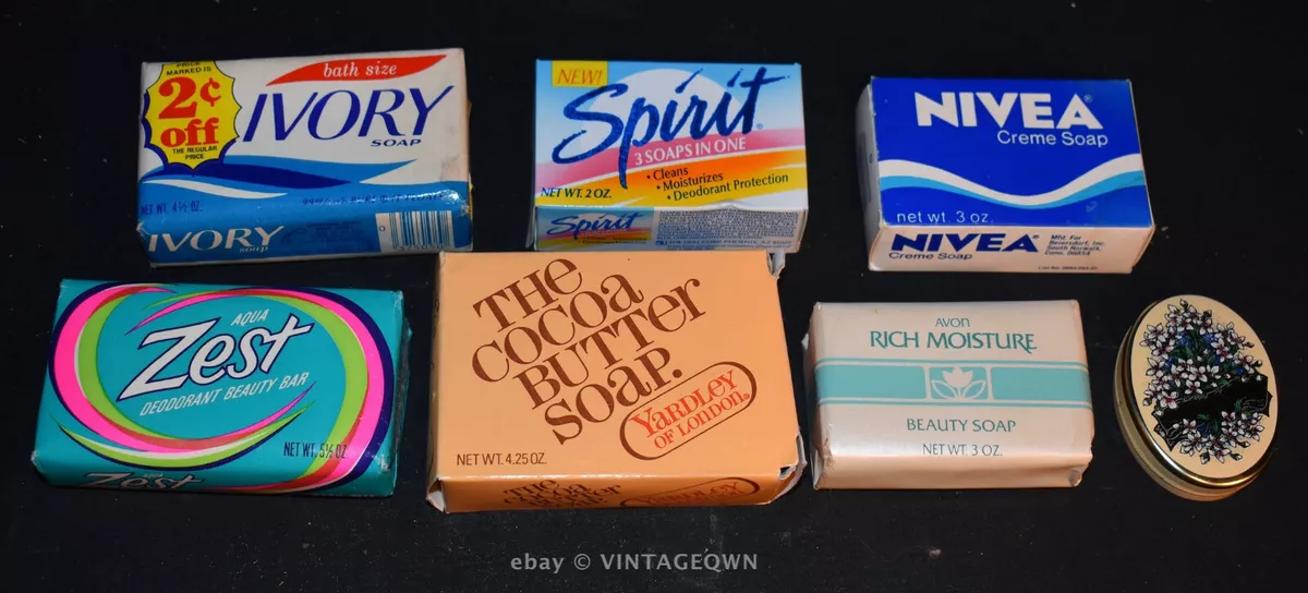 7 Bars VTG Bar Soap Lot NOT USED Ivory Spirit Nivea ZEST Yardley