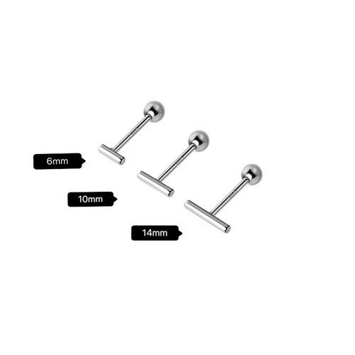 Women Girls Silver Gold Black T Shape Bar Stud Earring Surgical Steel Screw Back - Picture 8 of 11