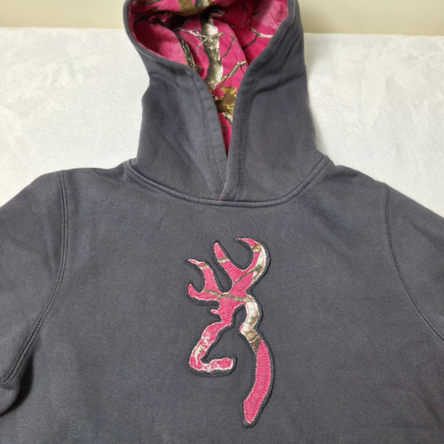 BROWNING Mossy Oak Hoodie Sweatshirt Womens Sz XL Gray Camouflage Outdoor Hunt - Picture 7 of 8