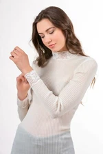 EGI Exclusive Wool Blend Ribbed Long Sleeve Mock Neck Top .Made in Italy(304)