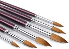 Kolinsky Sable Watercolor Art Painting Brush Round Red 6 Brushes Professional