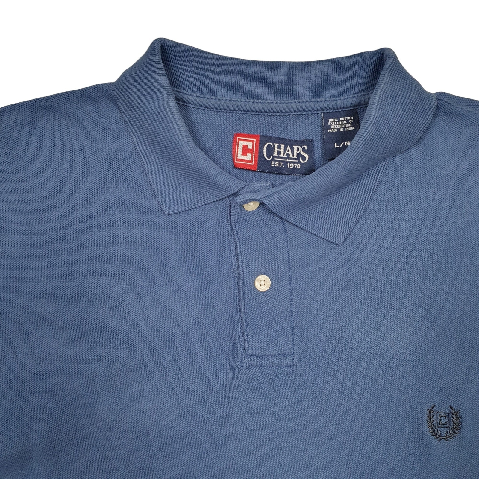 CHAPS Blue Polo Shirt Short Sleeve Cotton Mens L image 3