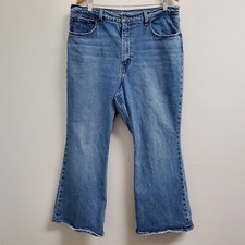 Levis Jeans Women's size 33, 70s High Flare Blue Denim Pants measures W34 L28 